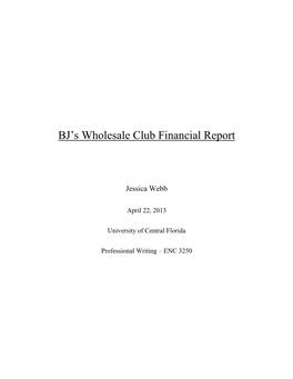 BJ's Wholesale Club Financial Report