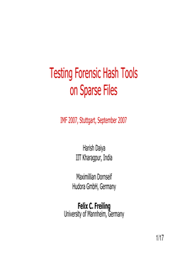 Testing Forensic Hash Tools on Sparse Files