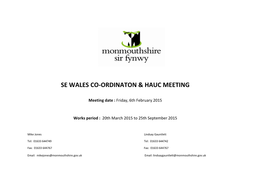 Se Wales Co-Ordinaton & Hauc Meeting