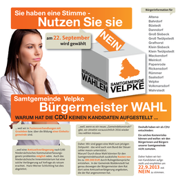 Bürgermeister WAHL Nutzen Sie