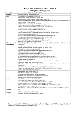 1 National Public Health Emergency Team – COVID-19 Meeting Note