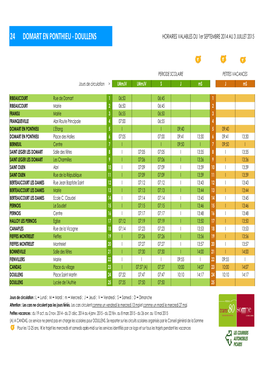 24 DOMART EN PONTHIEU - DOULLENS HORAIRES VALABLES DU 1Er SEPTEMBRE 2014 AU 3 JUILLET 2015