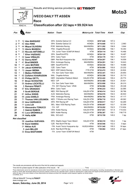 Moto3 IVECO DAILY TT ASSEN Race 4542 M