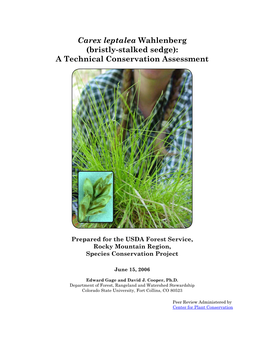 Carex Leptalea Wahlenberg (Bristly-Stalked Sedge): a Technical Conservation Assessment