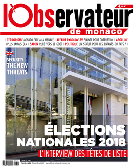 ÉLECTIONS NATIONALES 2018 L’INTERVIEW DES TÊTES DE LISTE R 28240 - F : 4,00 € Numéro 169 - Novembre 2017