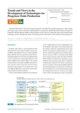 Trends and Views in the Development of Technologies for Propylene Oxide Production