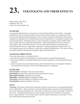 23. Teratogens and Their Effects