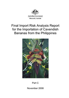 (IRA) for the Importation of Cavendish Bananas from the Philippines