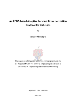 An FPGA-Based Adaptive Forward Error Correction Protocol for Cubesats