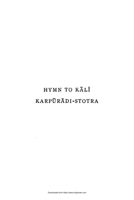 Hymn to Kali Karp0radi-Stotra