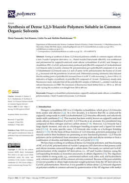 Synthesis of Dense 1,2,3-Triazole Polymers Soluble in Common Organic Solvents