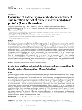 Evaluation of Antimutagenic and Cytotoxic Activity of Skin Secretion