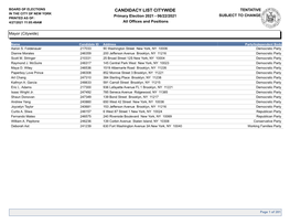 Candidacy List Citywide