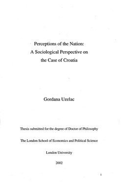 Perceptions of the Nation: a Sociological Perspective on the Case of Croatia
