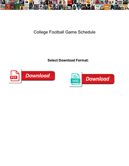 College Football Game Schedule