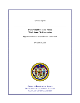 Department of State Police Workforce Civilianization
