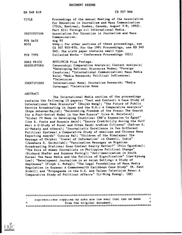 Proceedings of the Annual Meeting of the Association for Education in Journalism and Mass Communication (75Th, Montreal, Quebec, Canada, August 5-8, 1992)