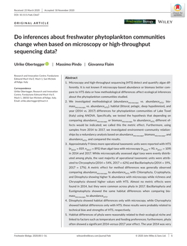 Do Inferences About Freshwater Phytoplankton Communities Change When Based on Microscopy Or High-Throughput Sequencing Data?