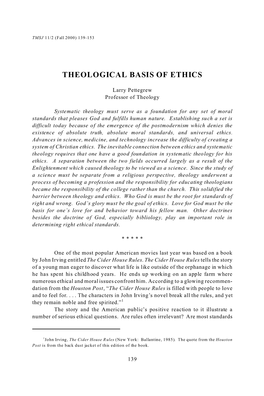 Theological Basis of Ethics