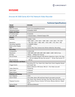 NV5208E Technical Specification