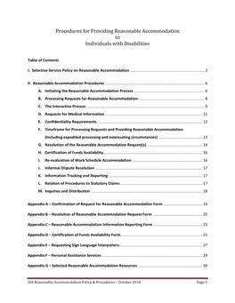 Reasonable Accommodation Policy and Procedures