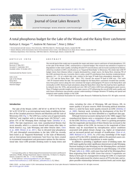 A Total Phosphorus Budget for the Lake of the Woods and the Rainy River Catchment