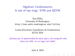 Algebraic Combinatorics a Tale of Two Rings: SYM and QSYM