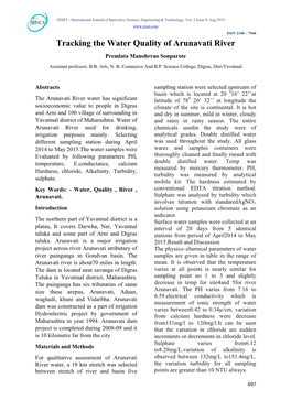 Tracking the Water Quality of Arunavati River Premlata Manohrrao Sonparote