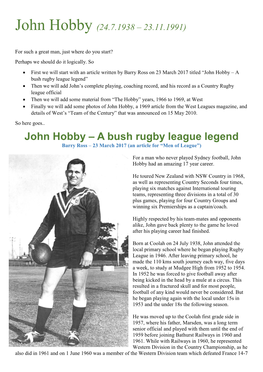 John Hobby (24.7.1938 – 23.11.1991)