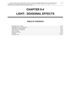 Light: Seasonal Effects