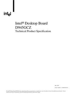 Intel® Desktop Board D945GCZ Technical Product Specification