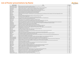 List of Poster Presentations by Name