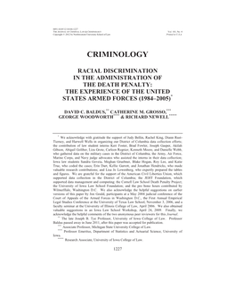 Racial Discrimination in the Administration of the Death Penalty: the Experience of the United States Armed Forces (1984–2005)*