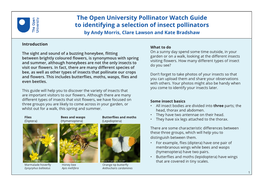 The Open University Pollinator Watch Guide to Identifying a Selection of Insect Pollinators by Andy Morris, Clare Lawson and Kate Bradshaw