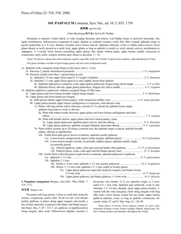 Flora of China 22: 526–530. 2006. 169. PASPALUM Linnaeus, Syst