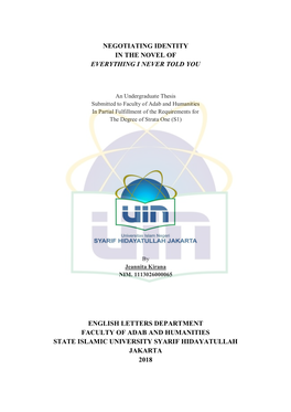 Negotiating Identity in the Novel of Everything I Never Told You English Letters Department Faculty of Adab and Humanities State