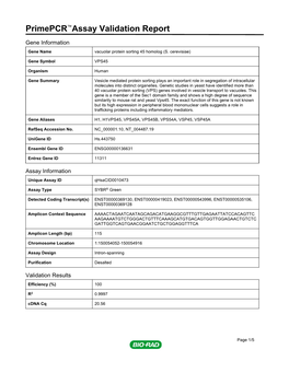 Primepcr™Assay Validation Report