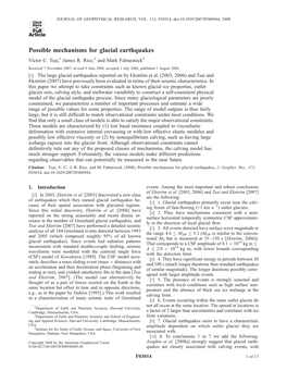 Possible Mechanisms for Glacial Earthquakes Victor C