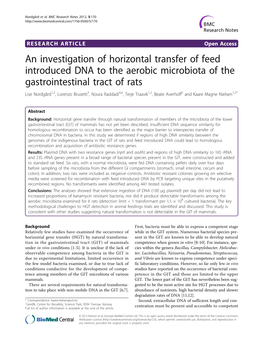 An Investigation of Horizontal Transfer of Feed Introduced DNA to The