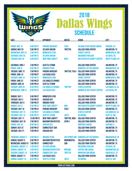 Dallas Wings SCHEDULE