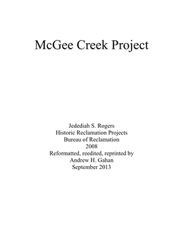 The Mcgee Creek Project