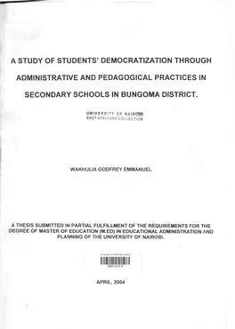 A Study of Students' Democratization Through Administrative And