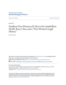 Southern Free Women of Color in the Antebellum North: Race, Class, and a 