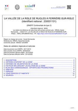 LA VALLÉE DE LA RISLE DE RUGLES À FERRIÈRE-SUR-RISLE (Identifiant National : 230031131)