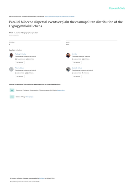 Parallel Miocene Dispersal Events Explain the Cosmopolitan Distribution of the Hypogymnioid Lichens