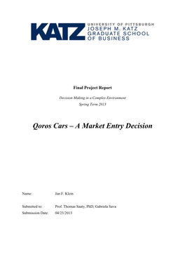 Qoros Cars – a Market Entry Decision