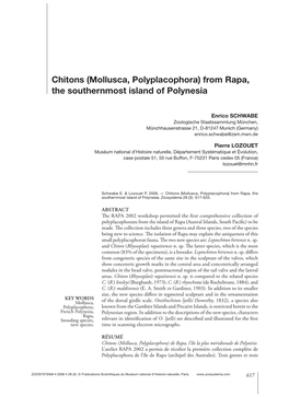 Chitons (Mollusca, Polyplacophora) from Rapa, the Southernmost Island of Polynesia