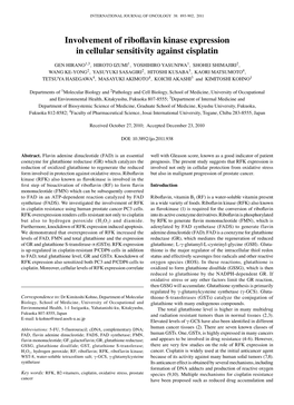 Involvement of Riboflavin Kinase Expression in Cellular Sensitivity Against Cisplatin