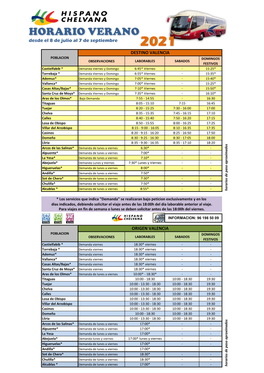 Horarios Verano