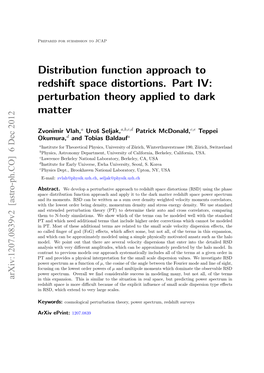 Distribution Function Approach to Redshift Space Distortions